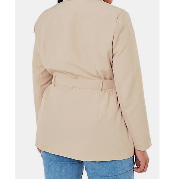 NWT Missguided Sand Belted Double Breasted 4 Pocket Utility Jacket Plus Size 18 - Picture 2 of 4